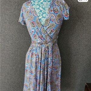 Boden Paisley Midi Dress in Blue, Pink and Green